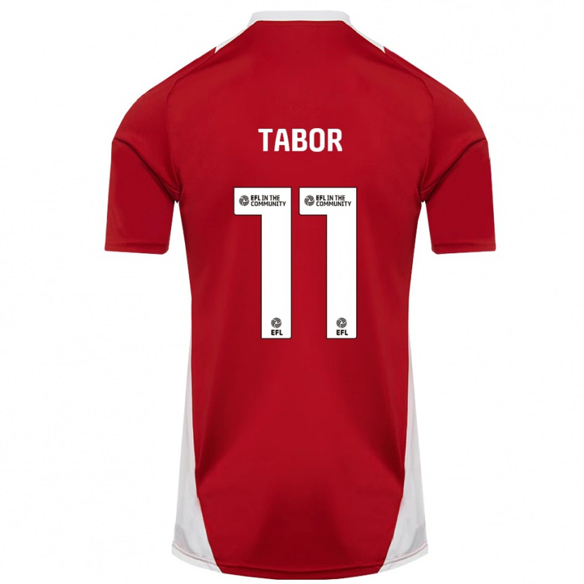 Danxen Dětské Jake Tabor #11 Červená Bílá Zlatá Domů Hráčské Dresy 2025/26 Dres