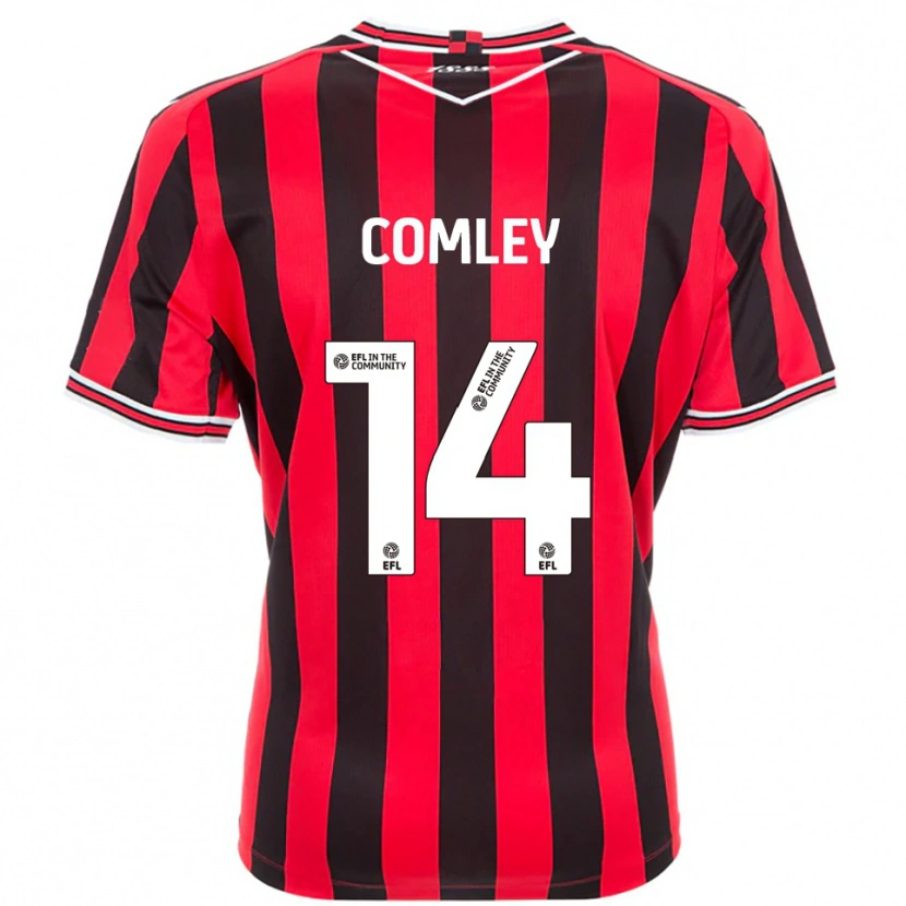 Danxen Dětské Brandon Comley #14 Červená Černá Domů Hráčské Dresy 2025/26 Dres