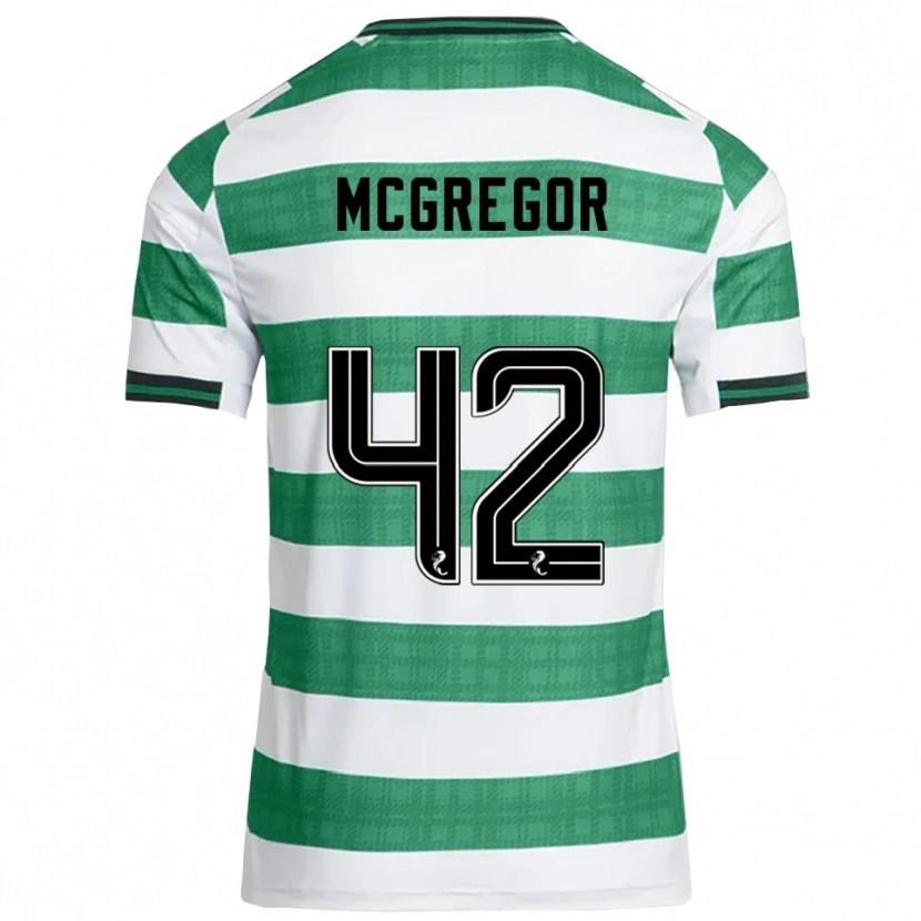 Danxen Dětské Callum Mcgregor #42 Zelená Bílá Domů Hráčské Dresy 2025/26 Dres