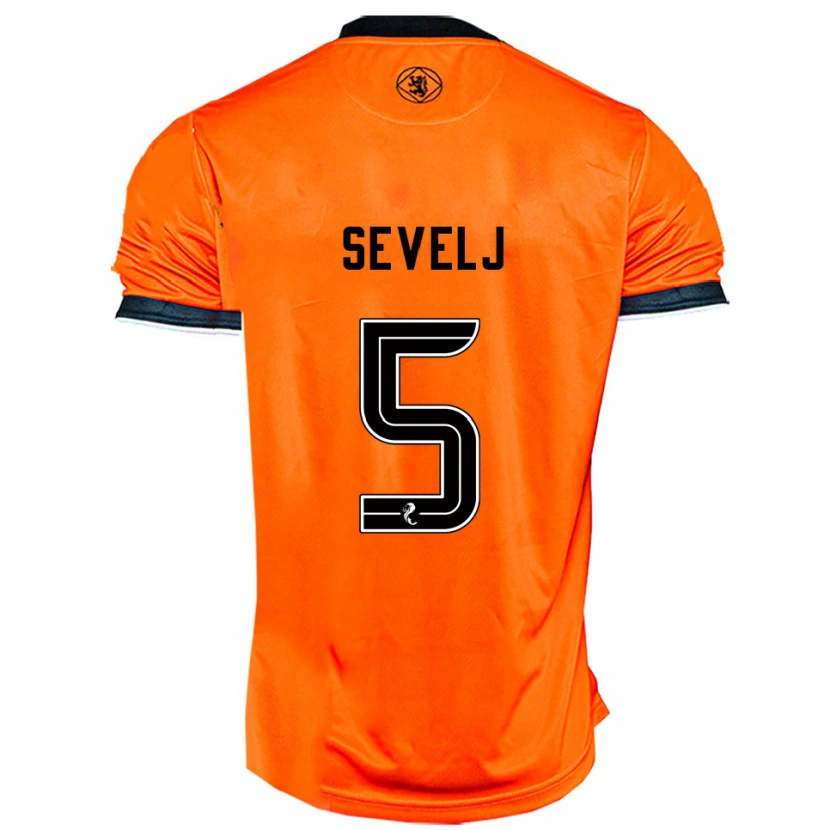 Danxen Dětské Vicko Sevelj #5 Oranžová Černá Domů Hráčské Dresy 2025/26 Dres