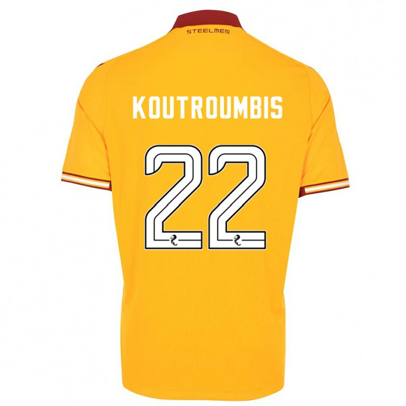 Danxen Dětské John Koutroumbis #22 Žlutá Vínová Domů Hráčské Dresy 2025/26 Dres