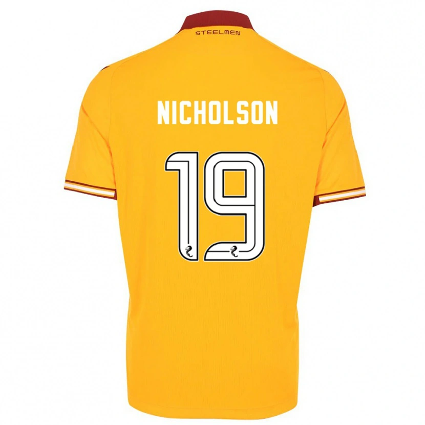 Danxen Dětské Sam Nicholson #19 Žlutá Vínová Domů Hráčské Dresy 2025/26 Dres