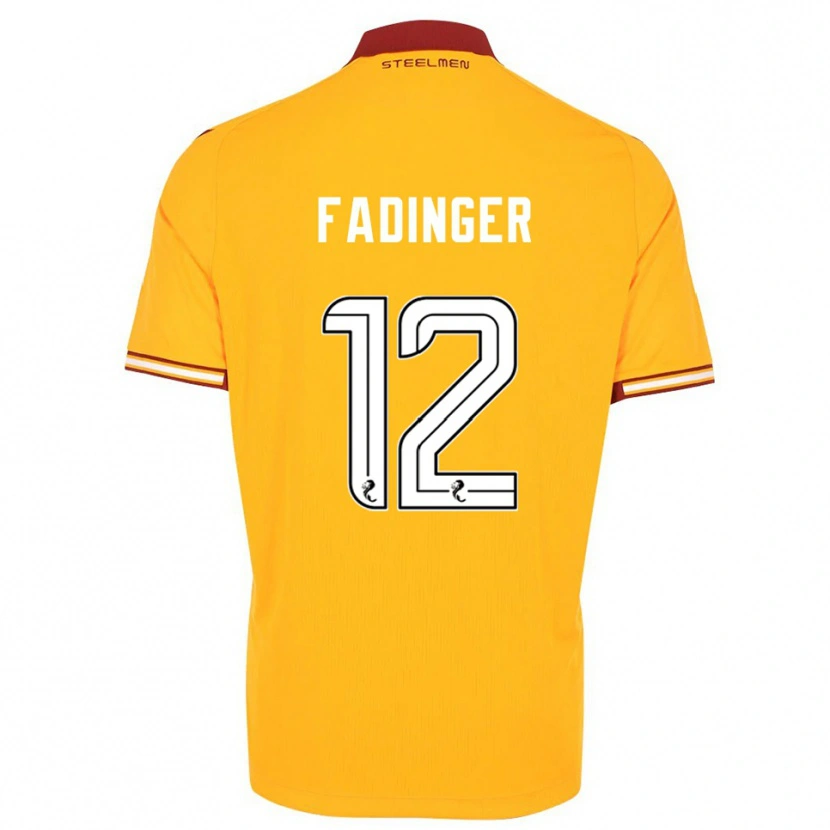 Danxen Dětské Lukas Fadinger #12 Žlutá Vínová Domů Hráčské Dresy 2025/26 Dres