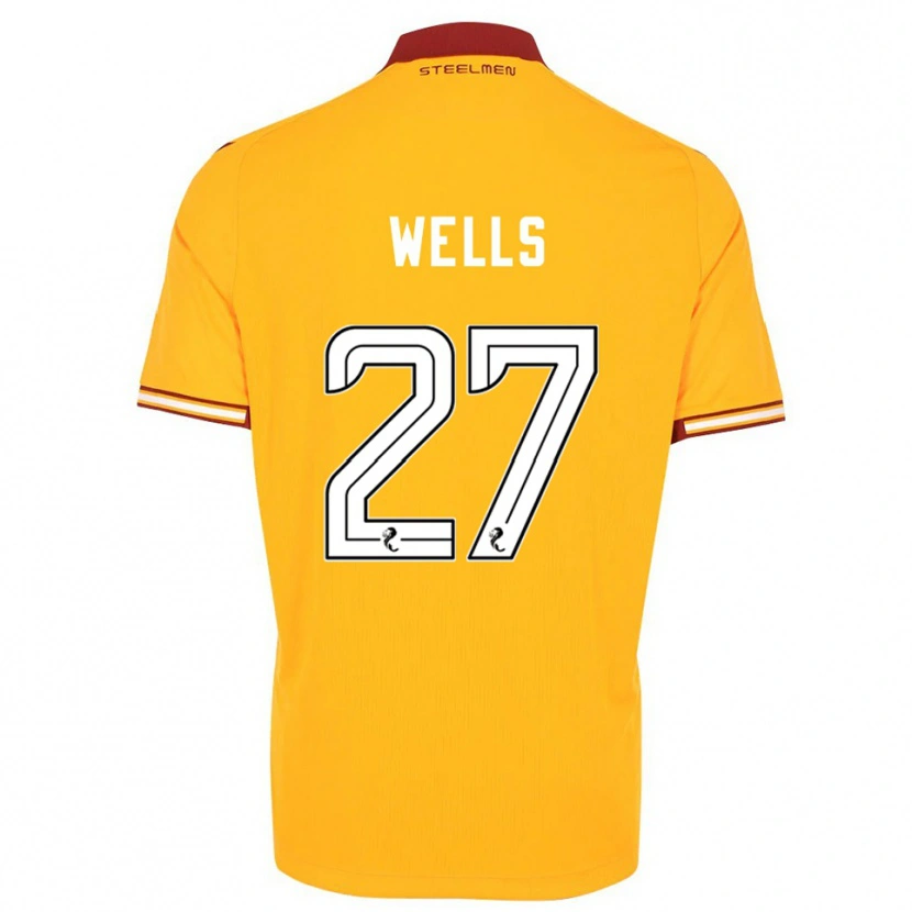 Danxen Dětské Dylan Wells #27 Žlutá Vínová Domů Hráčské Dresy 2025/26 Dres