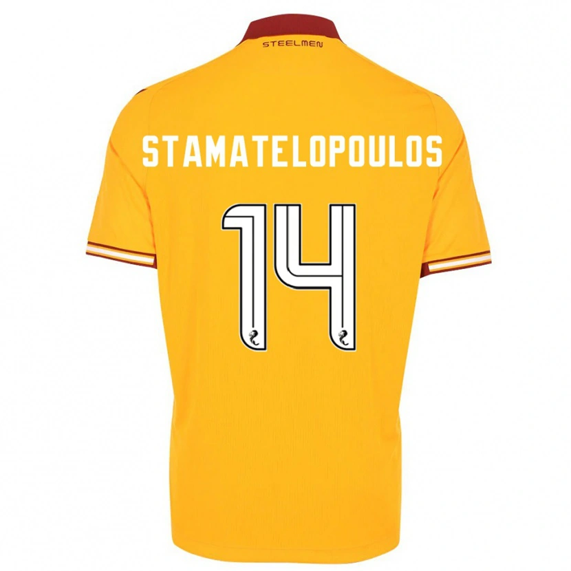 Danxen Dětské Apostolos Stamatelopoulos #14 Žlutá Vínová Domů Hráčské Dresy 2025/26 Dres