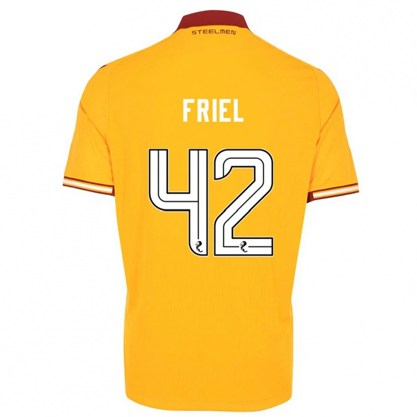 Danxen Dětské Jon-Joe Friel #42 Žlutá Vínová Domů Hráčské Dresy 2025/26 Dres