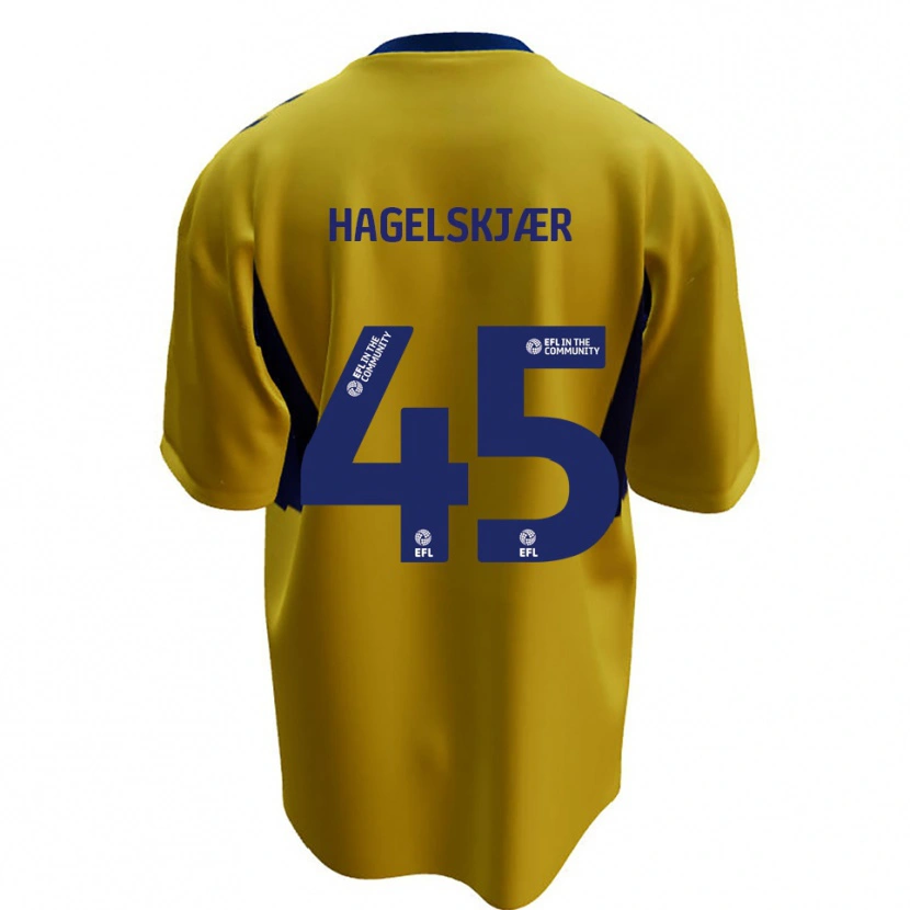 Danxen Dětské Anders Hagelskjær #45 Žlutá Modrá Daleko Hráčské Dresy 2025/26 Dres