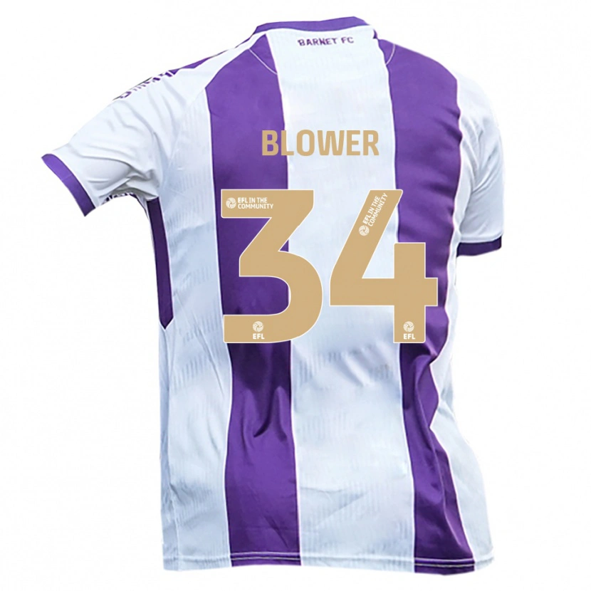Danxen Dětské Jack Blower #34 Bílá Fialová Daleko Hráčské Dresy 2025/26 Dres