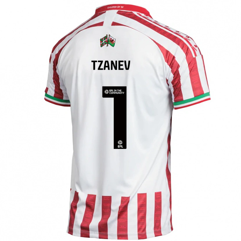Danxen Dětské Nik Tzanev #1 Červená Bílá Daleko Hráčské Dresy 2025/26 Dres