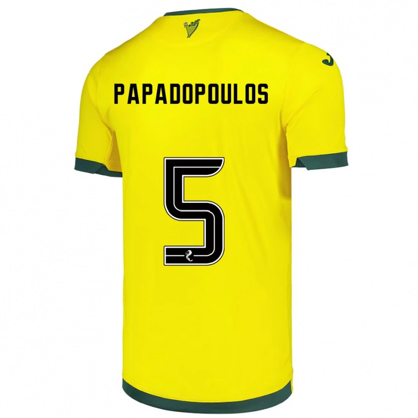 Danxen Dětské Stacey Papadopoulos #5 Žlutá Zelená Daleko Hráčské Dresy 2025/26 Dres