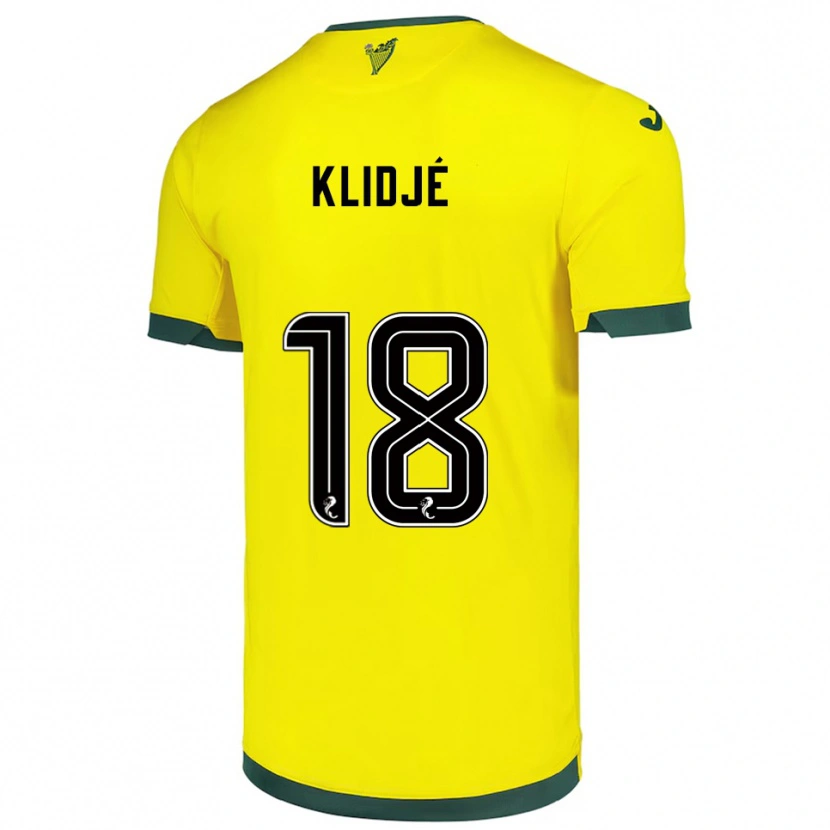 Danxen Dětské Thibault Klidjé #18 Žlutá Zelená Daleko Hráčské Dresy 2025/26 Dres