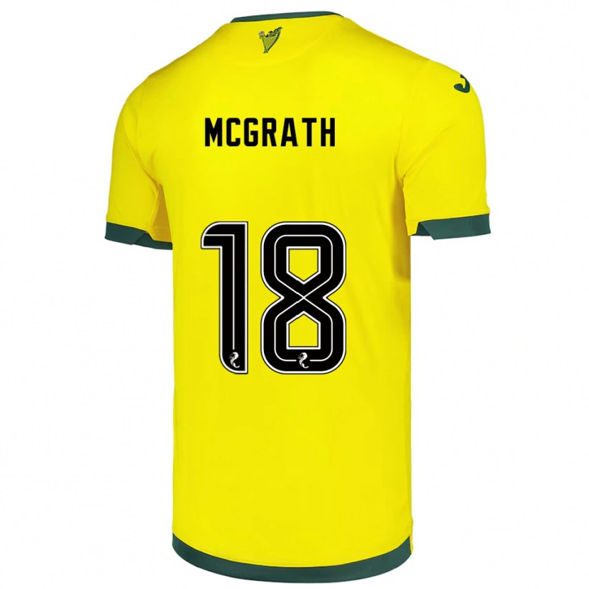 Danxen Dětské Joseph Mcgrath #18 Žlutá Zelená Daleko Hráčské Dresy 2025/26 Dres