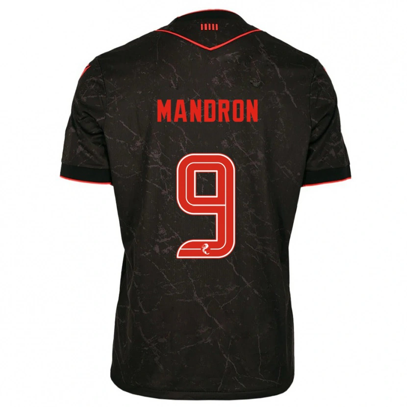 Danxen Dětské Mikael Mandron #9 Černá Červená Daleko Hráčské Dresy 2025/26 Dres