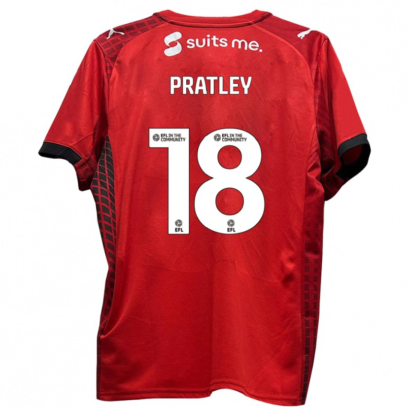 Danxen Pánské Darren Pratley #18 Červená Černá Domů Hráčské Dresy 2025/26 Dres
