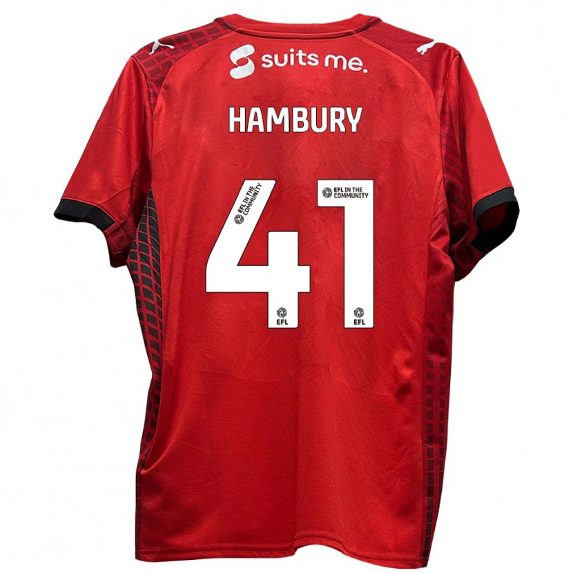 Danxen Pánské Zack Hambury #41 Červená Černá Domů Hráčské Dresy 2025/26 Dres