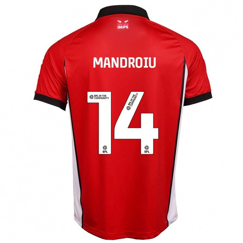 Danxen Pánské Daniel Mandroiu #14 Červená Bílá Domů Hráčské Dresy 2025/26 Dres