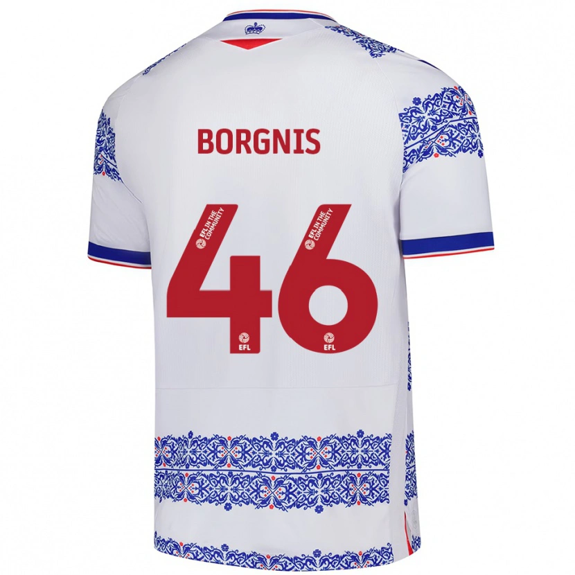 Danxen Pánské Jacob Borgnis #46 Bílá Modrá Domů Hráčské Dresy 2025/26 Dres