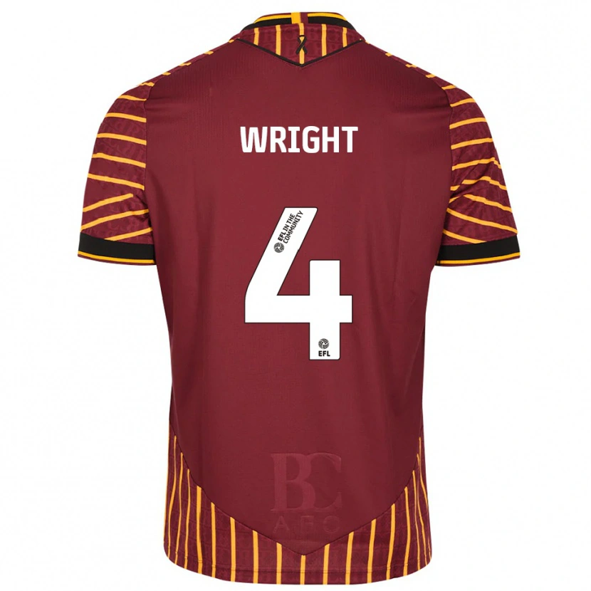 Danxen Pánské Joe Wright #4 Oranžová Vínová Domů Hráčské Dresy 2025/26 Dres