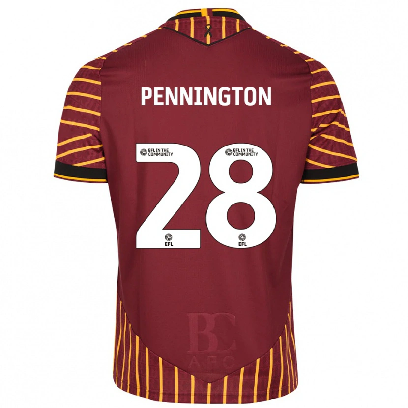 Danxen Pánské Matthew Pennington #28 Oranžová Vínová Domů Hráčské Dresy 2025/26 Dres
