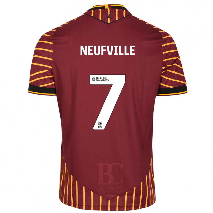 Danxen Pánské Josh Neufville #7 Oranžová Vínová Domů Hráčské Dresy 2025/26 Dres