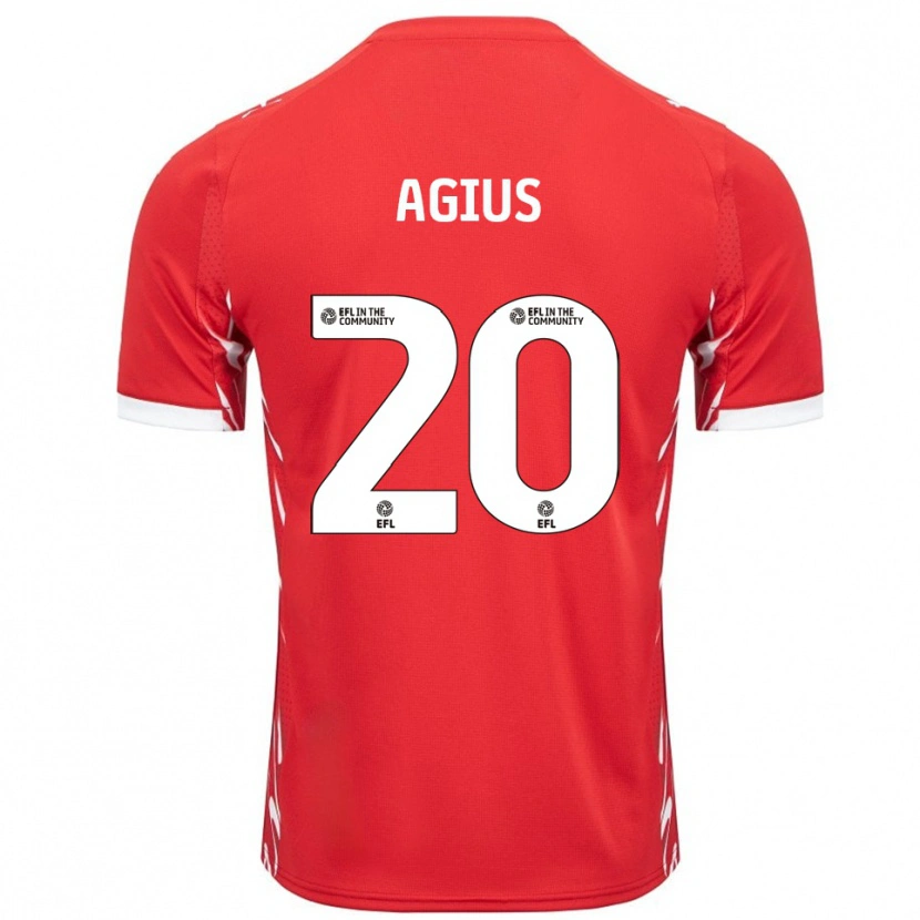 Danxen Pánské Calum Agius #20 Červená Bílá Domů Hráčské Dresy 2025/26 Dres