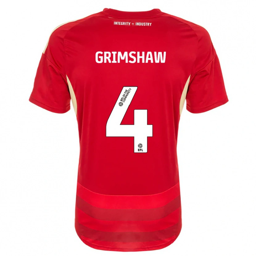 Danxen Pánské Niamh Grimshaw #4 Červená Bílá Domů Hráčské Dresy 2025/26 Dres