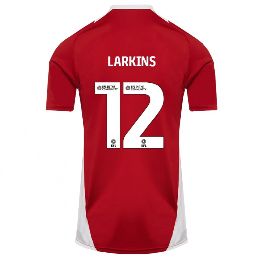 Danxen Pánské Kian Larkins #12 Červená Bílá Zlatá Domů Hráčské Dresy 2025/26 Dres