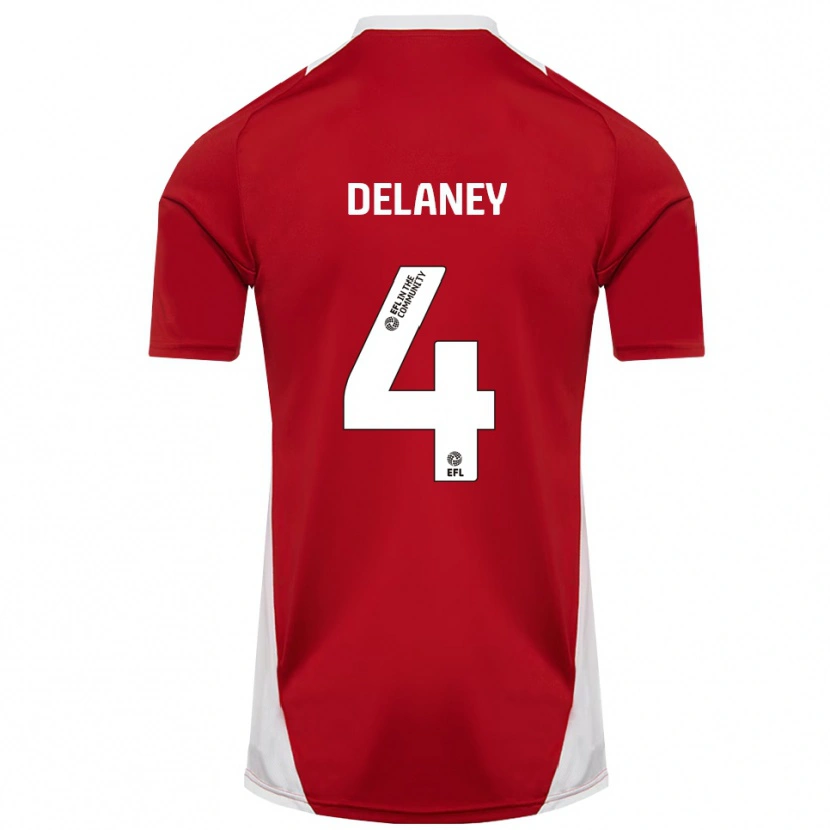 Danxen Pánské Ryan Delaney #4 Červená Bílá Zlatá Domů Hráčské Dresy 2025/26 Dres