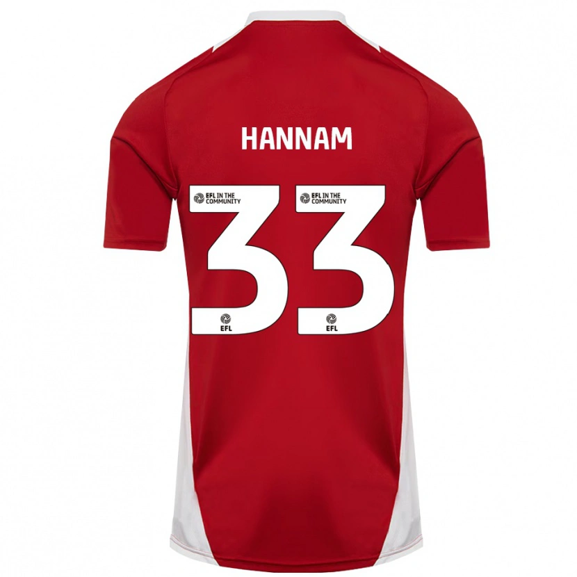 Danxen Pánské Shawna Hannam #33 Červená Bílá Zlatá Domů Hráčské Dresy 2025/26 Dres
