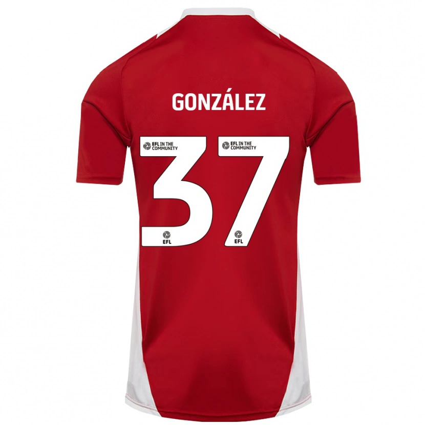 Danxen Pánské Dani González #37 Červená Bílá Zlatá Domů Hráčské Dresy 2025/26 Dres