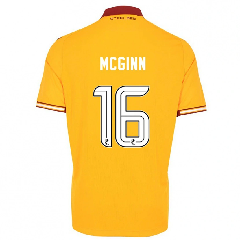 Danxen Pánské Paul Mcginn #16 Žlutá Vínová Domů Hráčské Dresy 2025/26 Dres