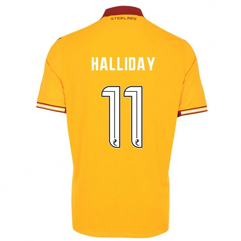 Danxen Pánské Andy Halliday #11 Žlutá Vínová Domů Hráčské Dresy 2025/26 Dres