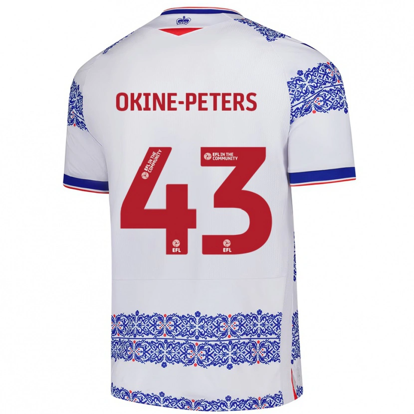 Danxen Dámské Jeremiah Okine-Peters #43 Bílá Modrá Domů Hráčské Dresy 2025/26 Dres