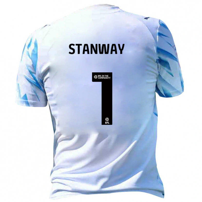 Danxen Dámské Wyll Stanway #1 Bílá Nebesky Modrá Domů Hráčské Dresy 2025/26 Dres