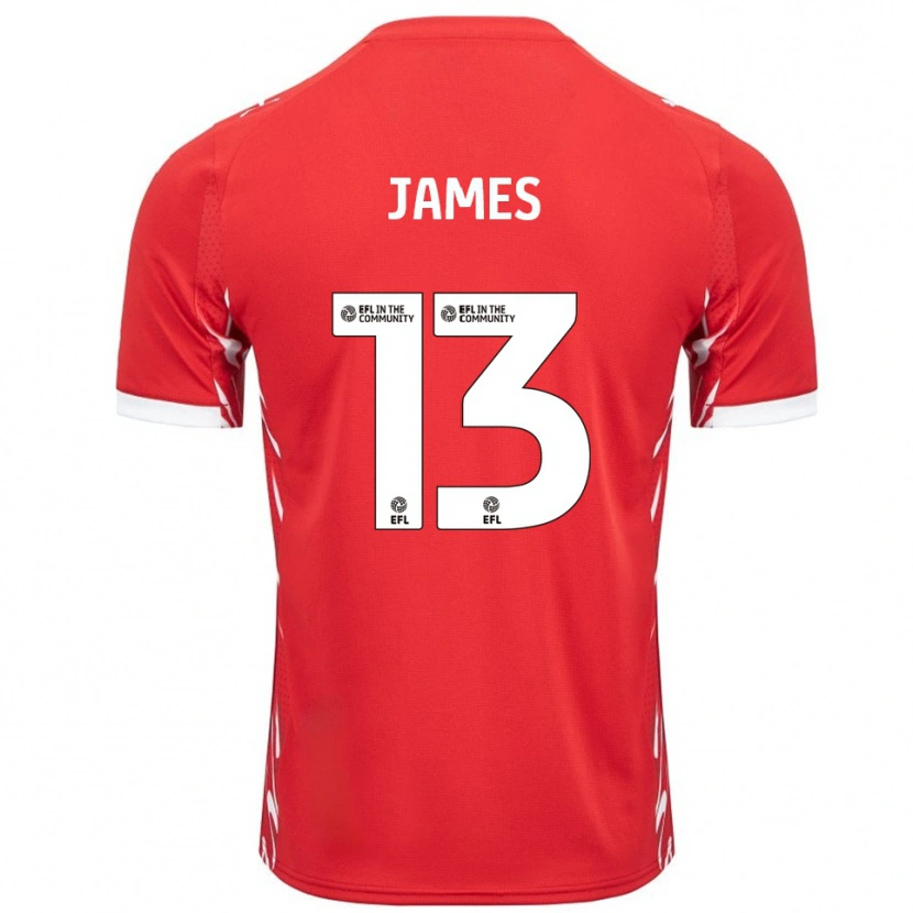 Danxen Dámské Dominic James #13 Červená Bílá Domů Hráčské Dresy 2025/26 Dres