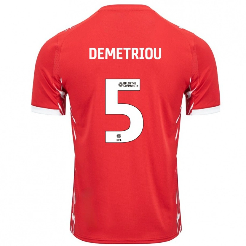 Danxen Dámské Mickey Demetriou #5 Červená Bílá Domů Hráčské Dresy 2025/26 Dres