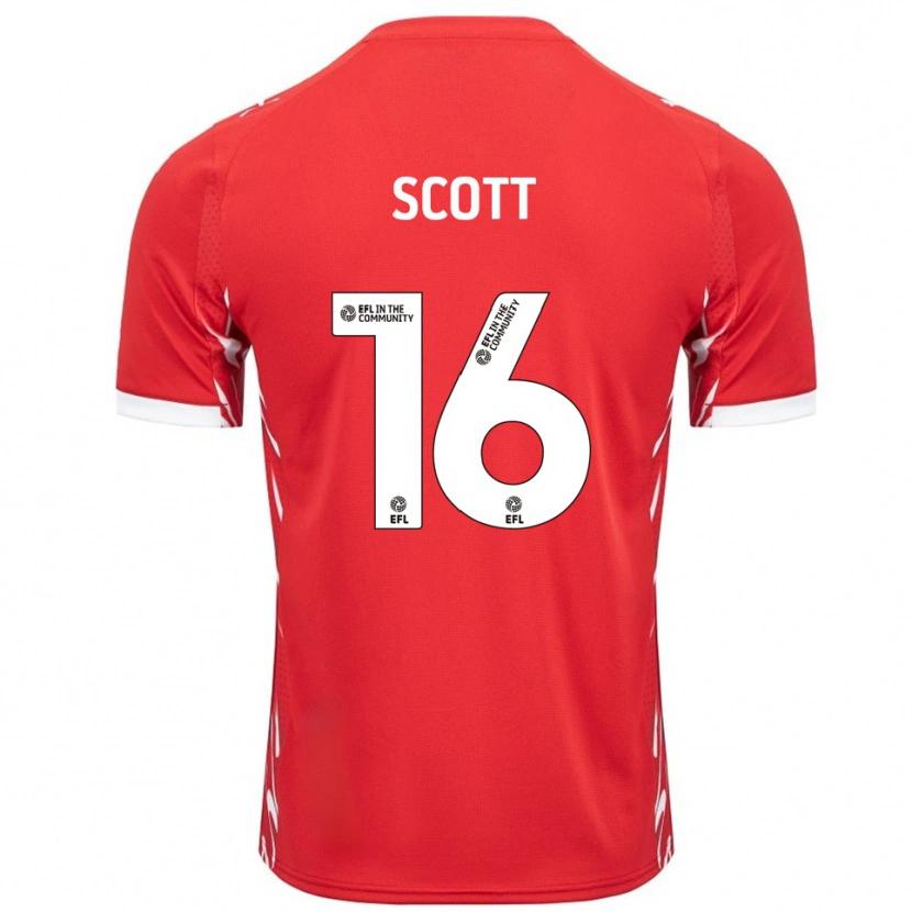 Danxen Dámské Iago Scott #16 Červená Bílá Domů Hráčské Dresy 2025/26 Dres