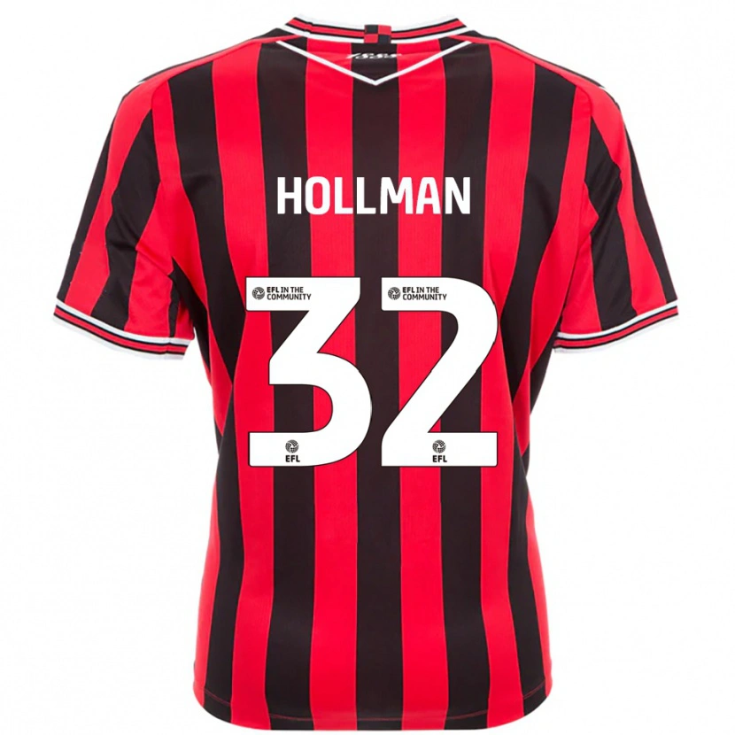 Danxen Dámské Jake Hollman #32 Červená Černá Domů Hráčské Dresy 2025/26 Dres