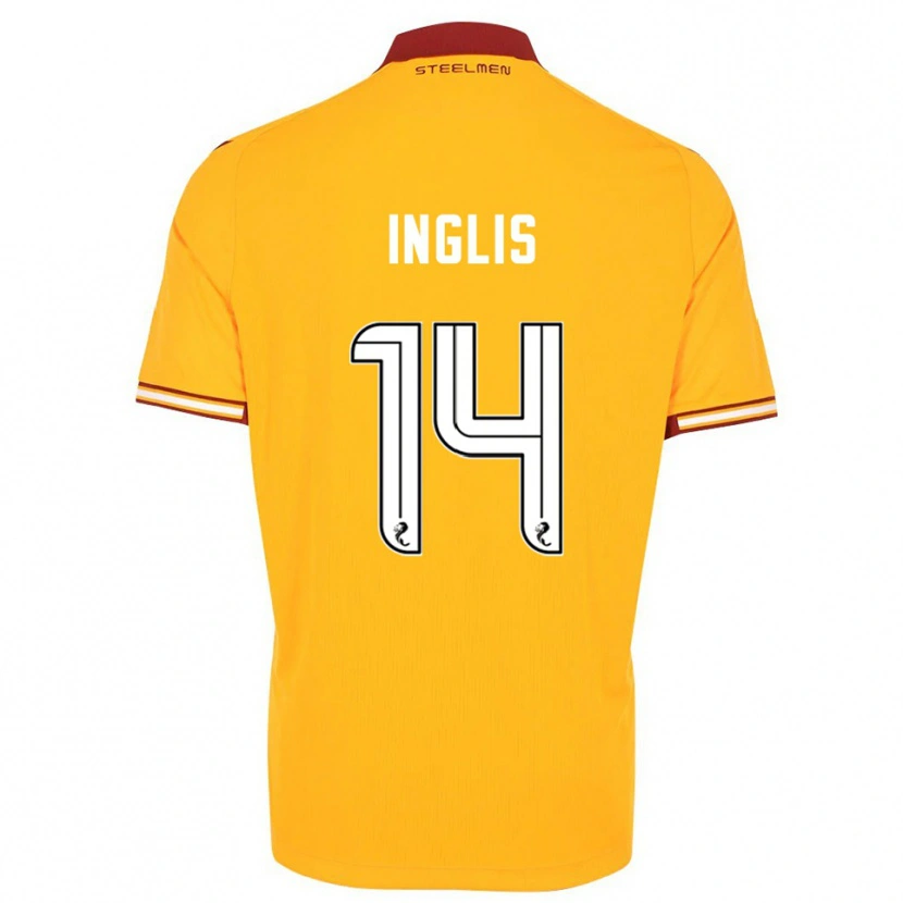 Danxen Dámské Gill Inglis #14 Žlutá Vínová Domů Hráčské Dresy 2025/26 Dres