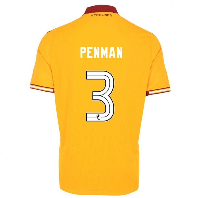Danxen Dámské Jenna Penman #3 Žlutá Vínová Domů Hráčské Dresy 2025/26 Dres