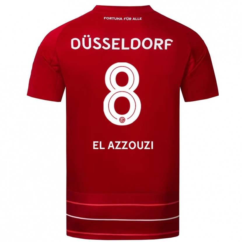 Danxen Dětské Anouar El Azzouzi #8 Červená Bílá Domů Hráčské Dresy 2025/26 Dres