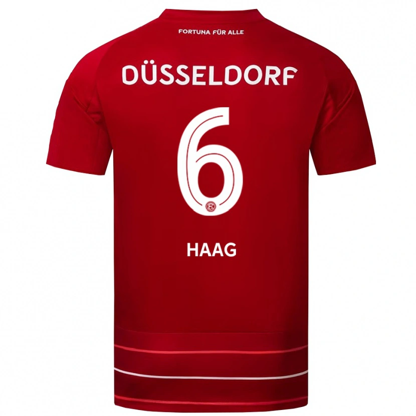 Danxen Dětské Giovanni Haag #6 Červená Bílá Domů Hráčské Dresy 2025/26 Dres
