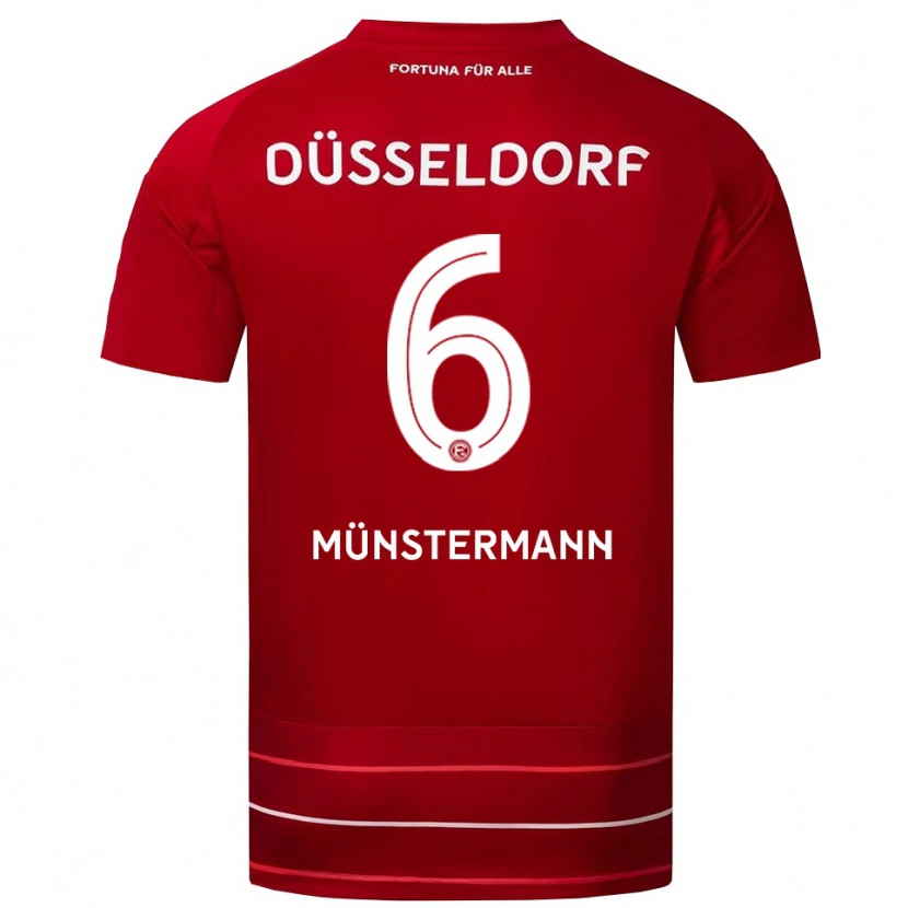 Danxen Dětské Paul Münstermann #6 Červená Bílá Domů Hráčské Dresy 2025/26 Dres