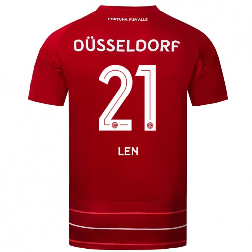 Danxen Dětské Maksym Len #21 Červená Bílá Domů Hráčské Dresy 2025/26 Dres
