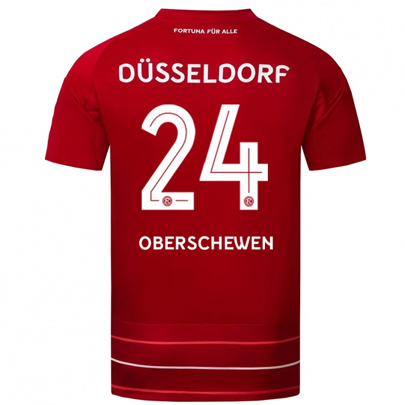 Danxen Dětské Elias Oberschewen #24 Červená Bílá Domů Hráčské Dresy 2025/26 Dres