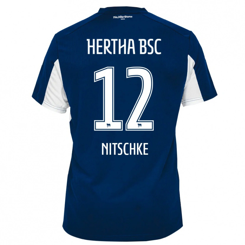 Danxen Dětské Til Nitschke #12 Bílá Modrá Domů Hráčské Dresy 2025/26 Dres