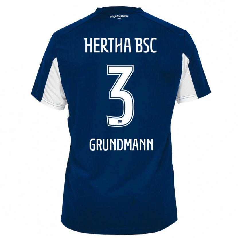 Danxen Dětské Leon Grundmann #3 Bílá Modrá Domů Hráčské Dresy 2025/26 Dres