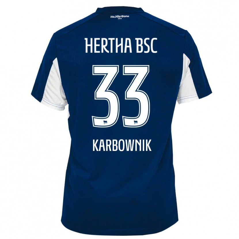 Danxen Dětské Michal Karbownik #33 Bílá Modrá Domů Hráčské Dresy 2025/26 Dres