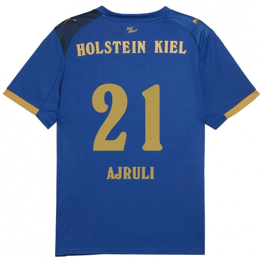 Danxen Dětské Muhamed Ajruli #21 Modrá Zlatá Domů Hráčské Dresy 2025/26 Dres