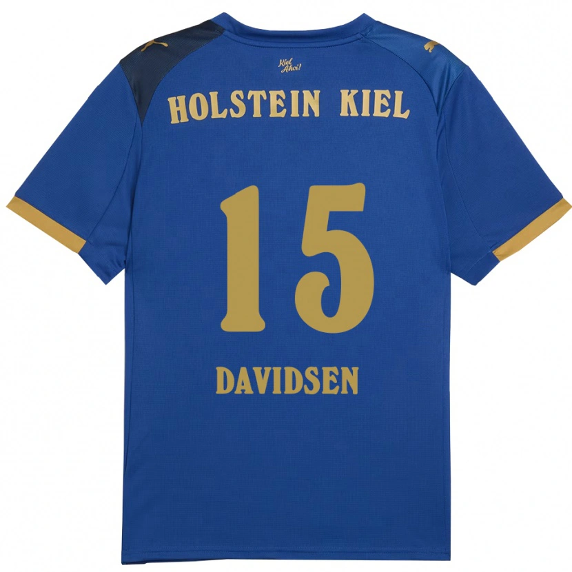 Danxen Dětské Kasper Davidsen #15 Modrá Zlatá Domů Hráčské Dresy 2025/26 Dres